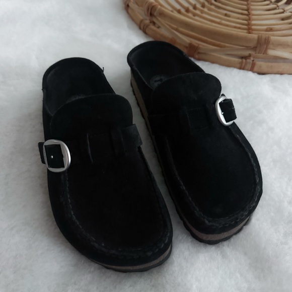 Birkenstock Buckley Suede Leather Black Clogs - Picture 5 of 12